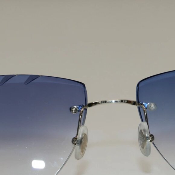 Cartier Glasses Diamond-Cut CT00920 002 Silver Frames / Sky Blue Glass Men’s - Picture 3 of 11